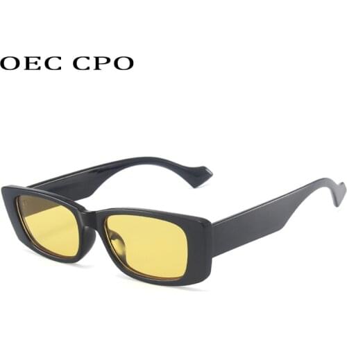 OEC CPO Vintage Rectangle Sunglasses Women Retro Punk Square Sun Glasses Men Fashion Yellow Shades Eyewear UV400 Oculos O883