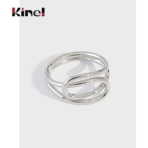 Kinel Genuine 100% 925 Sterling Silver Open Rings for Women Vintage Interweave Winding Punk Korea Jewelry
