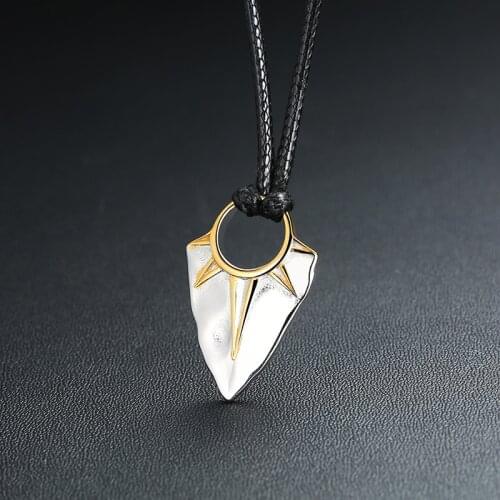 Mens Fashion Stainless Steel Arrow Spear Pendant Necklace 24inch Leather Chain Male Hiphop Jewelry Gifts for Men Women