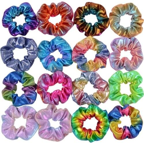 20 Colors Korea Laser Hair Scrunchie Elastic Hair Bands Solid Color Women Girls Headwear Ponytail Holder Hair Accessories