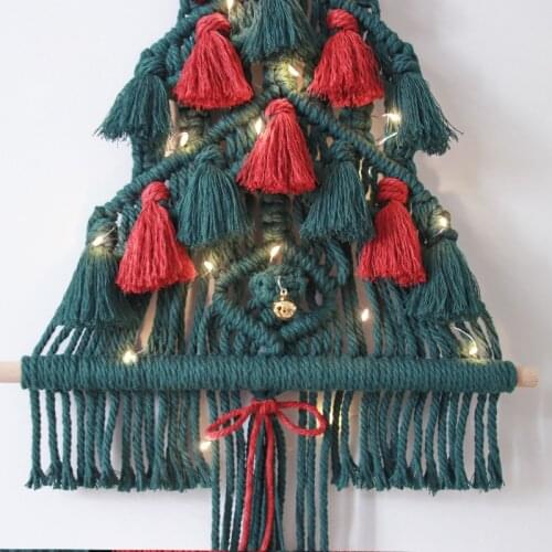 Nordic style Christmas tree tapastry hand woven bell Christmas gift cotton rope tassels childrens room pendant tapestry