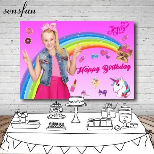 Sensfun Hot Pink Rainbow Unicorn Girls Birthday Party Backdrop Jojo Siwa Celebration Photograph Backgrounds Vinyl Polyester