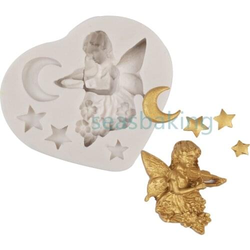 Cupid Little Angel Silicone Fondant Molds Moon Stars Cake Decorating Tools Chocolate Candy Dessert Cupcake Kitchen Baking Mould