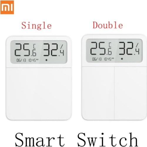 New Xiaomi Mijia Smart Switch Screen Display Temperature Humidity Single Double Key Work With Bluetooth-compatible Mesh Gateway