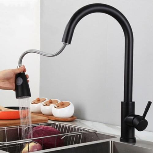 360 Degree Water Tap Kitchen Faucets 2 Spray Modes High Arc Bathroom Basin Sink Faucets Pull-out Kitchen Faucet US Plug