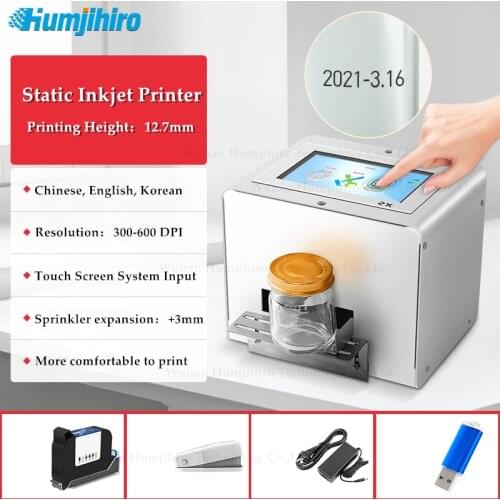 Static Inkjet Printer Intelligent Automatic Inkjet Printer Color Touch Screen 600DPI QR Code 12.7mm Thermal Inkjet Label Printer