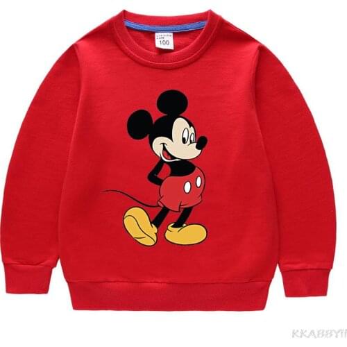 Disney Mickey Cartoon Print Hoodie Autumn Spring New Girls Boys Sweatshirt Casual Kids Children Pullovers