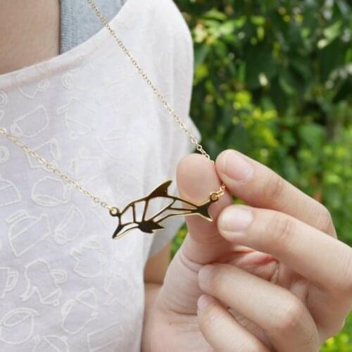 Wholesale Trendy Gold Color Silver Color Dolphin Necklace Women Origami Statement Necklace Ocean Jewelry Kolye Cs Go Collares
