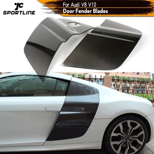 Carbon Fiber / Black FRP Side Door Fenders Blade Panels Flares for Audi R8 V8 V10 2 Door 2008 - 2015 Car Styling 2PCS/Set