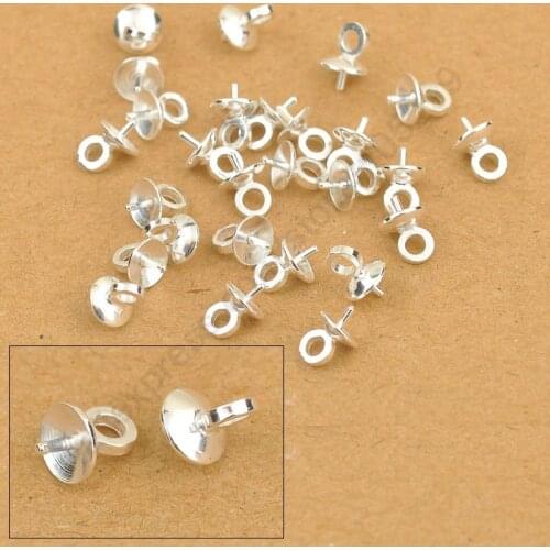 Top Quality 5MM 100PCS/Lot DIY Jewelry Findings 925 Sterling Silver Bail Connectors Pendant Beads Cap For Pearl,Crystal Bead