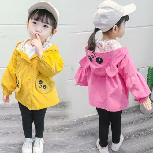 High Quality Toddler Girls Hooded Jacket Coat Spring Autumn Windbreaker For Girls Jackets Outerwear Cute Childrens Clothing