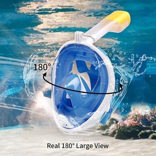 Adult Kid Underwater Scuba Full Face Snorkel Mask,180 Degree Panoramic Anti-fog Anti-leak Waterproof Safe Swimming Equipment