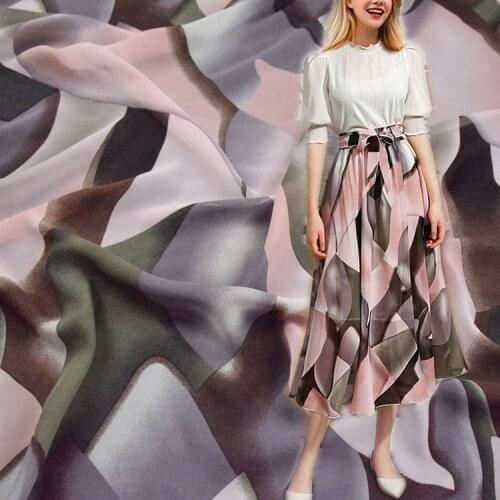 Fashion color matching smudge printing chiffon fabric dress sun protection clothing womens clothing fabric design sewing fabric