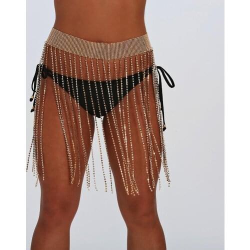 Festival chain belt Sexy rhinestone chain Women glitter crystal chain skirt body Jewelry Beach summer jewellery