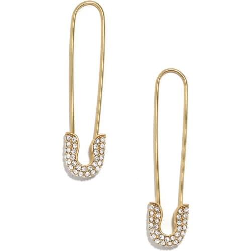 ZWPON Gold Crystal Clip Safety Pin Earrings 2019 Hot Sale Safety Pin Drop Earrings Jewelry Wholesale