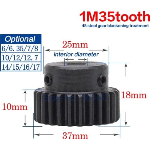 Spur Gear pinion 1M 35T 35Teeth Mod 1 Width 10mm Bore 6mm 7mm 8mm Right Teeth 45# steel major gear cnc gear rack transmission RC