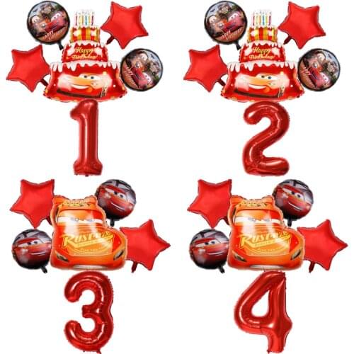 1set Cartoon Cars Lightning McQueen Theme Balloon 32inch Number Aluminum Balloon Birthday Party Decorations Baby Shower Supplies