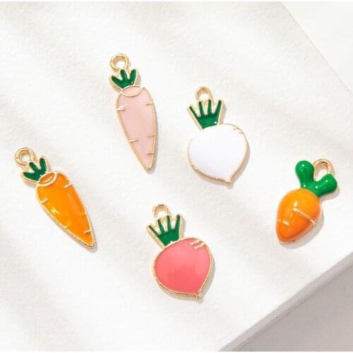 10Pcs Enamel Gold Color Carrot Charm Pendant for Jewerly DIY Making Bracelet Women Necklace Earrings Accessories Findings Craft