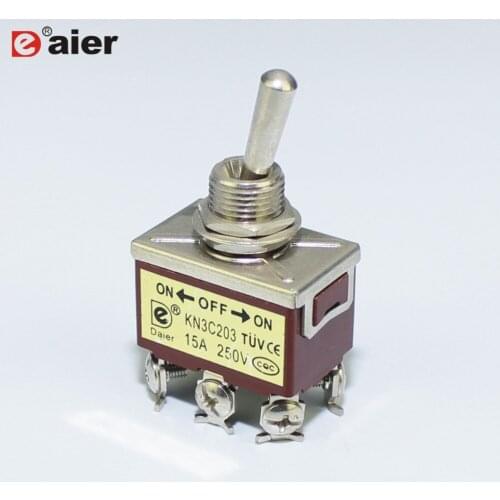 20PCS KN3C-203 15A 250VAC DPDT ON-OFF-ON 6 Pin Toggle Switch 3 Position 12.2MM Screw Terminal