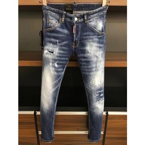 2021 Fashion Trend Dsquared2 Patch Patch Paint Dot mens Motorcycle Jeans *9627