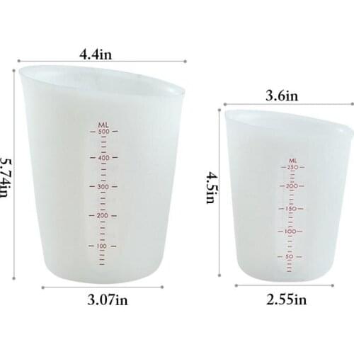 250/500ml Silicone Measuring Cup Bar Non-stick Flexible Mixing Cup Pouring Cup Reusable Kitchen Measuring Tool