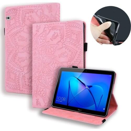 3D Flower Embossed Case for Huawei MediaPad T5 10 10.1 inch Flip Stand with Card Slots Tablet Cover Case for Mediapad T5 10 Capa