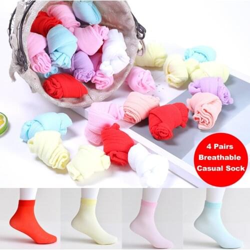 4 Pairs/set Casual Socks Baby Clothing Newborn Accessories Boys Girl Frilly Socks Childrens Solid Color Socks Calcetines Bebe