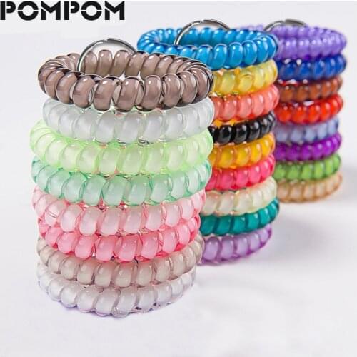 5 PCS Fashion Candy Color Stretchy Keychain Ring For beach keychain Telephone Wire Keychains Cable Elastic Coil keychain playa