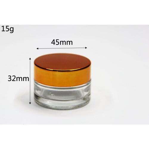 5pcs 15g Empty Amber Glass Cosmetic Box Bottle, Cosmetic Cream Facial Cream Glass Jars Gold Cap DIY Container Storage Bottles