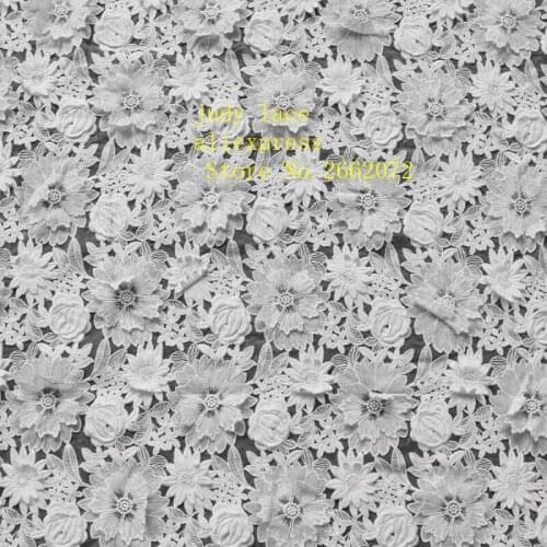 5yards/bag White milk silk full of embroidery flowers high-end French fabric used for wedding dress fashion stage ZX61