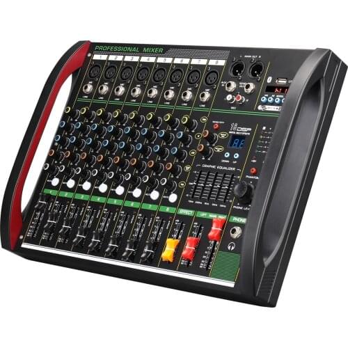8 Channels Built-In 16 DSP Effects Sound Mixing Console Digital USB Blue-Tooth Bluetooth EQ 48V Phantom Power Stage Audio Mixer