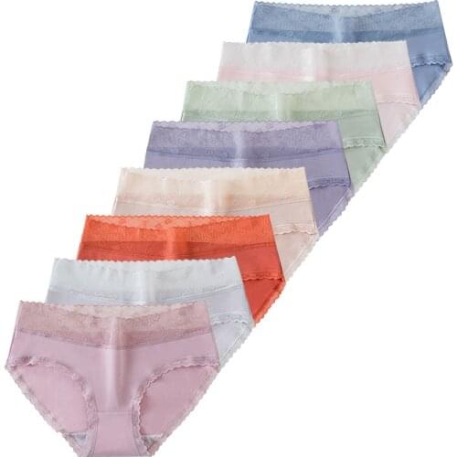 8pcs Womens panties cotton high quality low waist lace female underwear girly cute briefs soft Lingerie