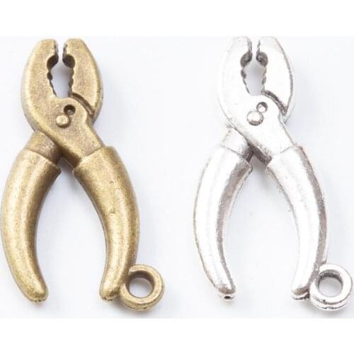 80pcs 25*14MM silver color Vice pincer pliers charms antique bronze metal pendants for bracelet necklace earring diy jewelry