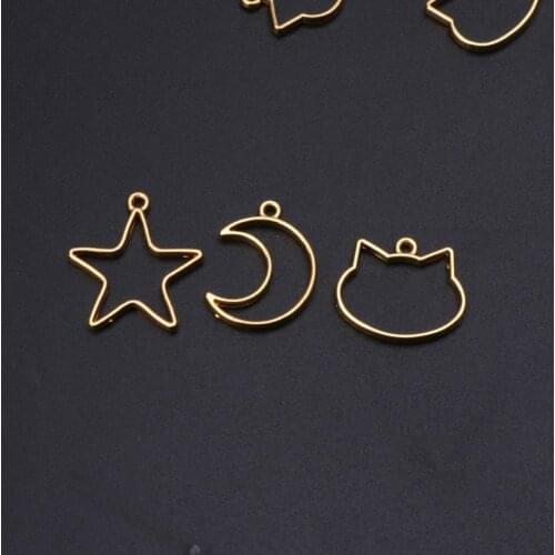 90Pcs Cat Moon Star Resin Frame Open Bezels Setting Blank Pendant Jewelry Making