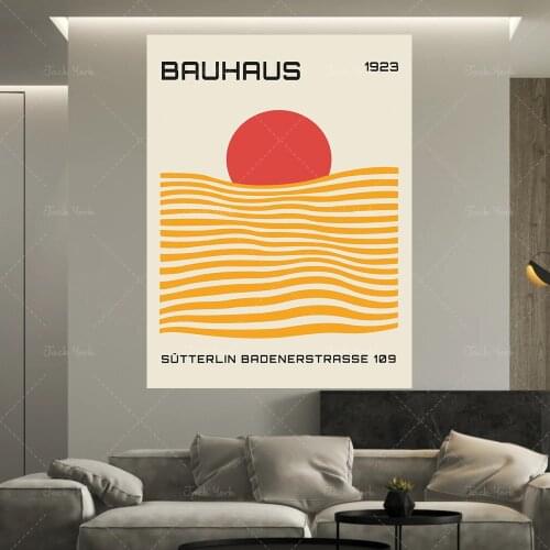 Bauhaus, abstract design, sun and sea, exhibition poster, magazine cover, home decoration, easy print, contemporary art
