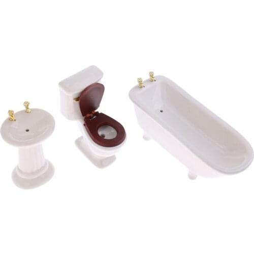 White Bathroom Furniture Miniature 1/12 Scale Dolls House Accessories Kit