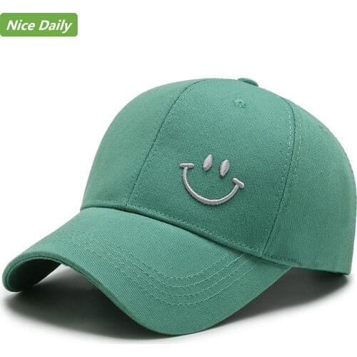 NiceDaily Smiley Face Embroidery Baseball Caps in 6 Colors Sun Protection Adjustable Size Same Style for Men and Women All-match