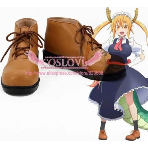 Miss Kobayashis Dragon Maid Tohru Brown Shoes Cosplay Boots CosplayLove For Halloween Christmas Party