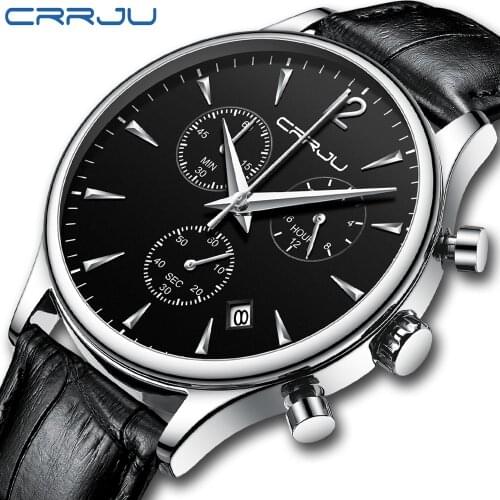 CRRJU New Watch Men Fashion Sport Quartz Clock Mens Watches Brand Luxury Leather Military Waterproof Watch Relogio Masculino