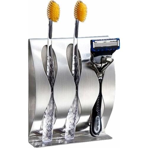 Stainless Steel Punch-free Paste Type Toothbrush Holder Bathroom Hanging Creative Couple Suction Wall Tooth Brush Holder