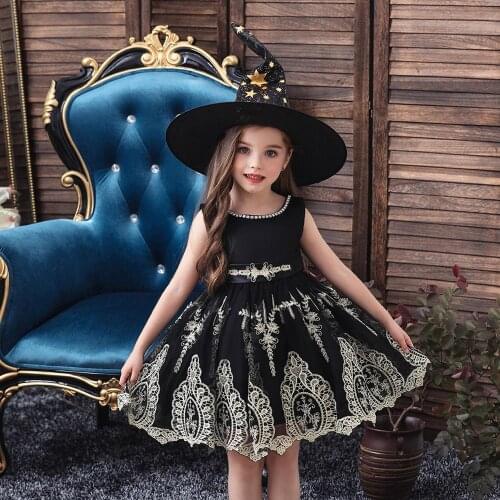 Girls Halloween Costume Baby Girl Halloween Costume Cosplay Witch Dress Up Costume For Kids Evening Gown