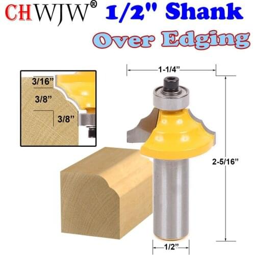 1pc 1/2" Shank Double Round-Over Edging Router Bit C3 Carbide Tipped Wood Cutting Tool woodworking router bits