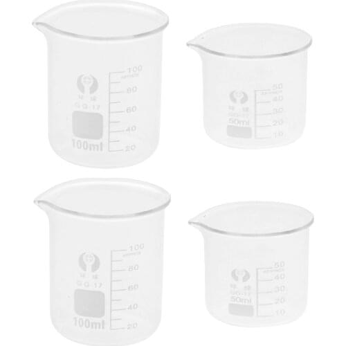 2 PCS Graduated Borosilicate Glass Beaker Tall Form Chemistry Measuring Cup