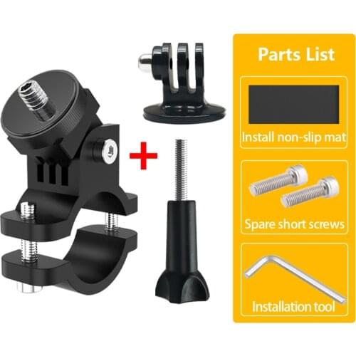 Metal Bike Motorcycle Handlebar Clamp Holder w/ 1/4 Screw Cycling Mount Adapter for GoPro 9 8 Insta360 ONE X X2 R Action Camera