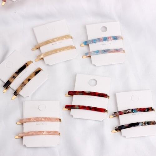 2pcs/Set Fashion Women Acetate Metal Hair Pin Clip Leopard Hair Clip Geometric Hairpins Hairgrips Hair Accessories