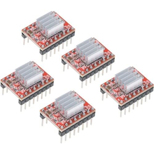 5PCS A4988 Stepper Motor Drive Module Step Motor Driver Plate Driving Board 3D Printer Accessories with Heat Sink