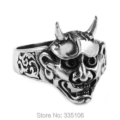 Halloween Devil Skull Ring Stainless Steel Jewelry Gothic Azrael Grim Reaper Skull Biker Men Ring SWR0331A