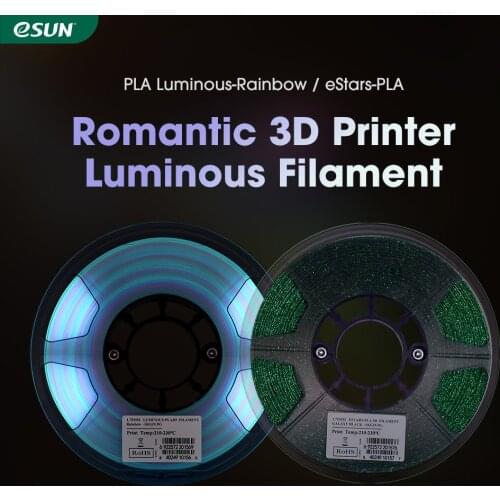 ESUN PLA Luminous-Rainbow eStars-PLA Filament 1.75mm Glow in the Dark Pla 1KG Spool Luminous 3D Printing Filament for 3D Printer