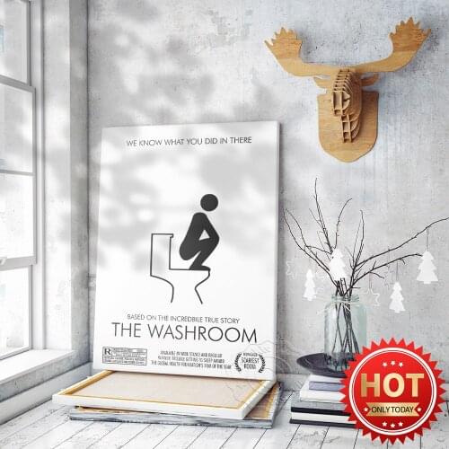 Toilet Wall Art Canvas Painting Print, Funny Words Bathroom Wall Art, Restroom Furniture Sign Wc Poster Decor, Lavatory Decor