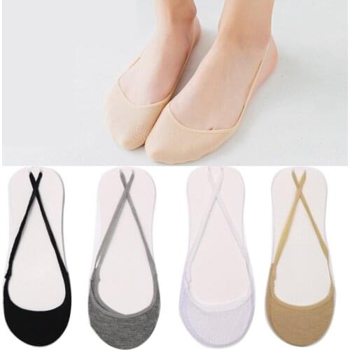 5Pairs Summer Invisible Socks for Women Solid Color Non-Slip Boat Socks for High Heels Shoes Liner Thin No Show Socks Slippers